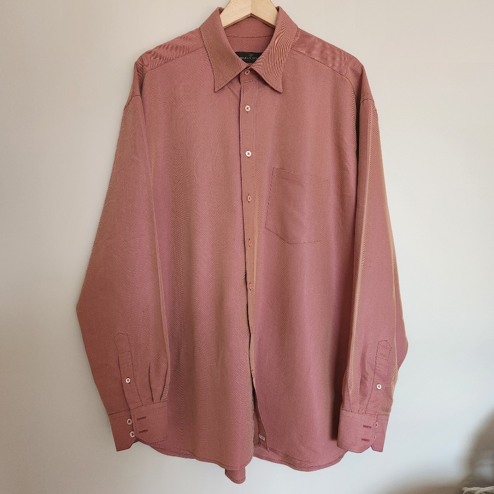 Bugatchi Uomo Mens Shirt Duochrome Diagonal Stitching Button Up Shirt